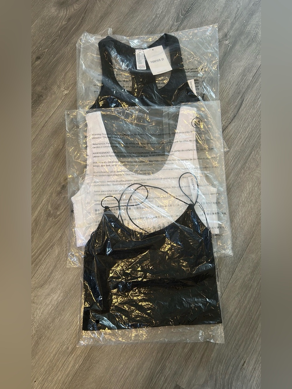 Forever 21 Black & White Women's Tank Top x3 bundle